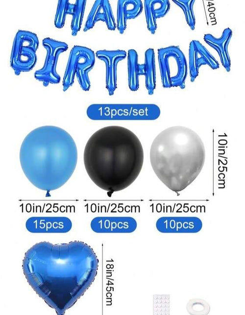 Load image into Gallery viewer, 52Pcs Blue Birthday Party Decoration Kit with &#39;Happy Birthday&#39; Banner, Latex Balloons, Heart-Shaped Foil Balloons, Glue Dots, and White Ribbon Birthday Balloon Foil Balloon Party Decoration Birthday Decoration
