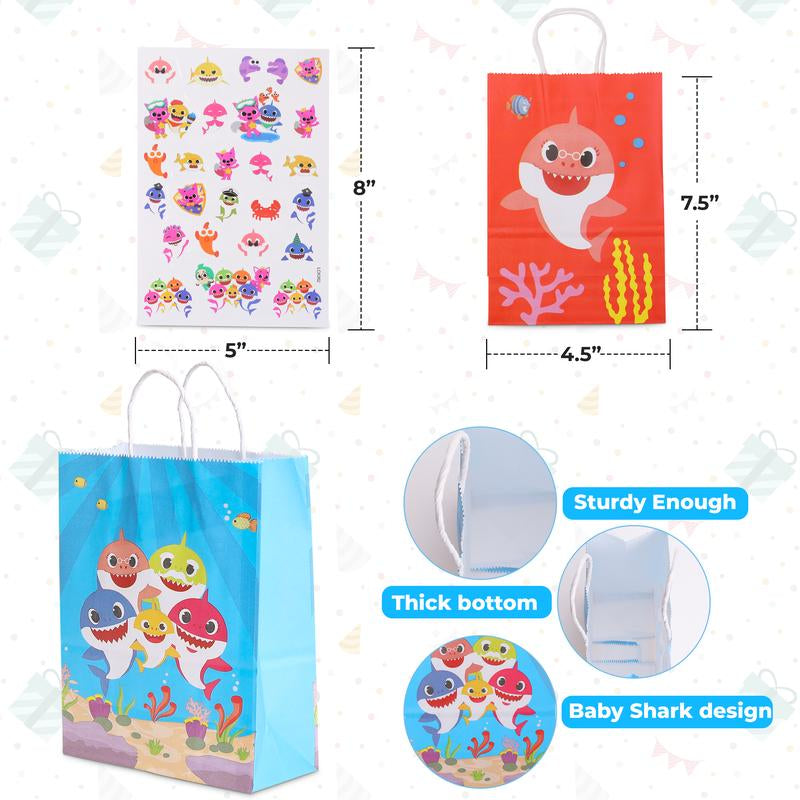 16 Pcs Baby Shark Birthday Party Bag, under the Sea Themed Baby Shark Party Supplies for Kids, Goodies Bags, Kids Birthday Party Favor Bags