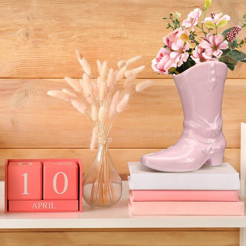 Boot Vase for Book Shelf Ceramic Cowboy Decoration Arrangements Nice Western Country Accent Vase Unique Boot Planter for Modern Aesthetic Room Wedding Decor