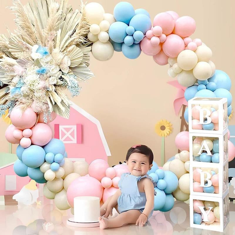 Gender Reveal Baby Shower Balloon Garland Arch Kit,176Pc Latex Balloon Box Decoration,Pink and Blue Balloon Decor,Baby Shower Balloon Party Decoration