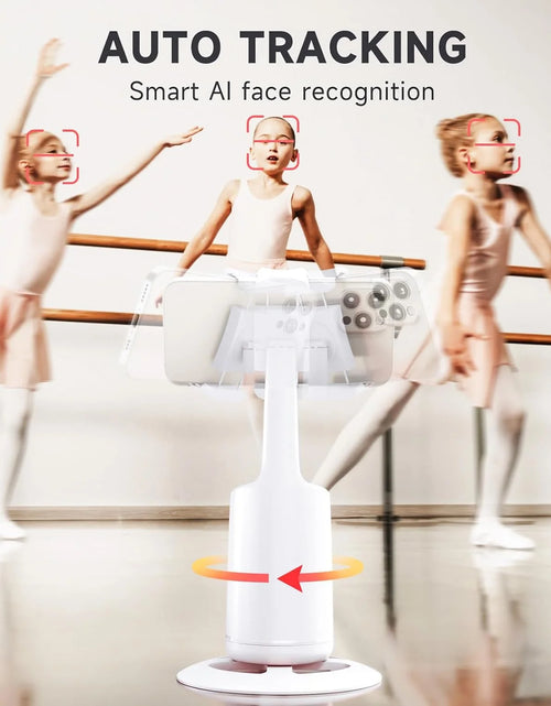 Load image into Gallery viewer, Auto Face Tracking Tripod, No App, 360° Rotation Face Body Phone Camera Mount Gesture Control, Rechargeable Battery for Vlog, Streaming, Video, Tiktok
