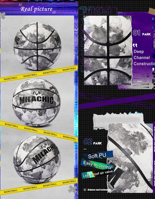 Load image into Gallery viewer, Glow in the Dark Basketball - Glowing Leather Green Light up Gift for Teenagers, Men, Women - Indoor-Outdoor Night Game with Pump (Size 5/6/7)
