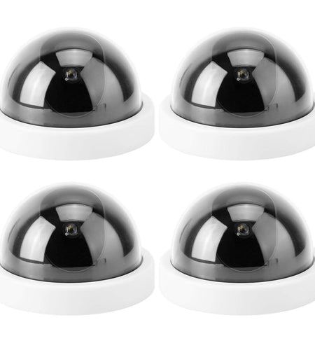 4pcs Dome Simulation Dummy Fake Security Camera Anti-Theft CCTV Surveillance Camera with Flashing Led Light(White)
