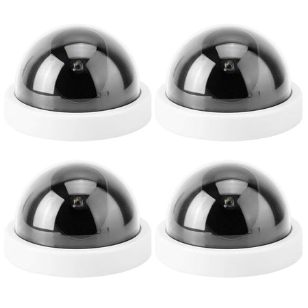 4pcs Dome Simulation Dummy Fake Security Camera Anti-Theft CCTV Surveillance Camera with Flashing Led Light(White)