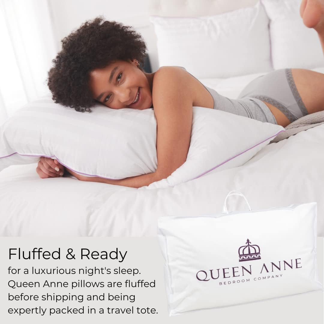 Luxury Hotel Pillows - Two Pack (2) - Majesty down - Synthetic down Alternative - Allergy Free Hypoallergenic Bed Pillows - Made in USA (Queen Soft)
