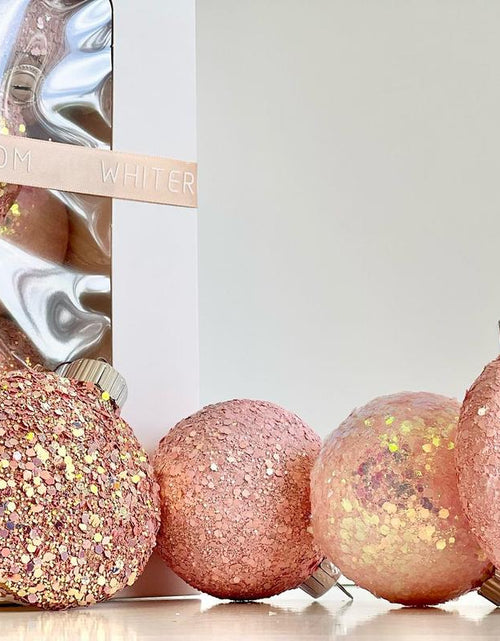 Load image into Gallery viewer, Christmas Glitter Ornaments, Christmas Tree Decoration, Pink Shades Set of 16 Pcs, Christmas Handmade Custom Balls Gift Decorative Hanging
