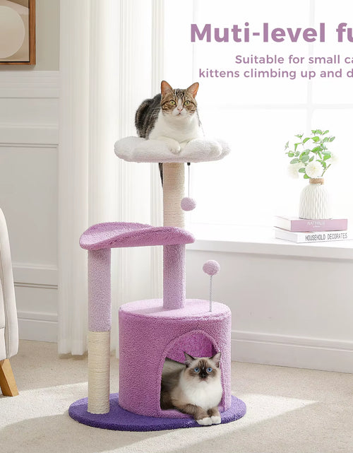 Load image into Gallery viewer, Cactus Cat Tree with Curved Perch Cozy Cat Condo Small Cat Tower with Removable Top Bed Cat Scratching Post for Indoor Cat Toys
