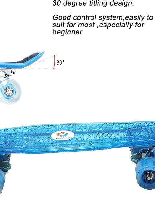 Load image into Gallery viewer, 22 Inch Skateboard- with Led Light up Wheels for Beginners,Complete Mini Cruiser Retro Skateboard for Kid,Smooth Riding,Durable Polypropylene with Pu Wheels
