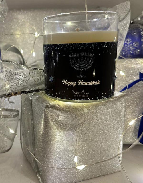 Load image into Gallery viewer, Happy Hanukkah Candle Decor Gift Glass Bean Coconut
