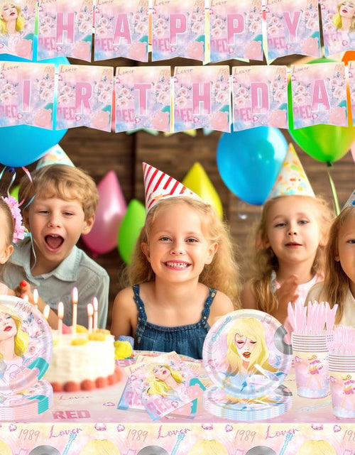 Load image into Gallery viewer, 171 Count Disposable Tableware Birthday Party Supplies Singer Paper Plates Napkins Cups Plastic Tablecloths Music Singer Tableware Set Birthday Party Decorations Serves 24 Guests

