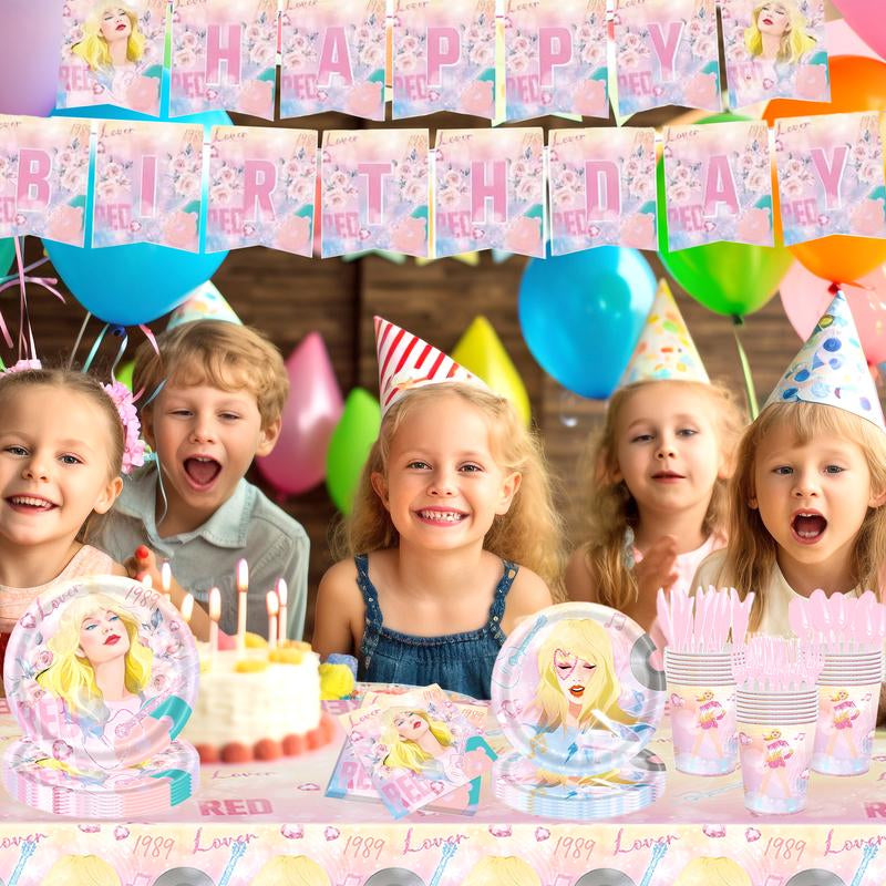 171 Count Disposable Tableware Birthday Party Supplies Singer Paper Plates Napkins Cups Plastic Tablecloths Music Singer Tableware Set Birthday Party Decorations Serves 24 Guests