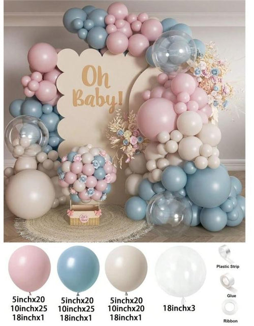 Load image into Gallery viewer, 136PCS Gender Reveal Balloon Arch Kit - Dusty Pink &amp; Fog Blue Balloons, White Sand Balloons, Boho Wedding Decor, Bridal Bear Theme
