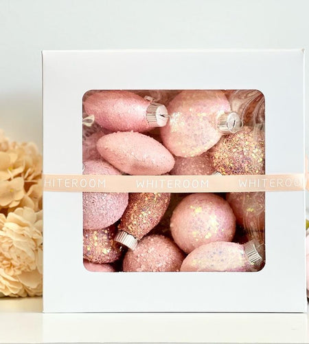 Christmas Glitter Ornaments, Christmas Tree Decoration, Pink Shades Set of 16 Pcs, Christmas Handmade Custom Balls Gift Decorative Hanging