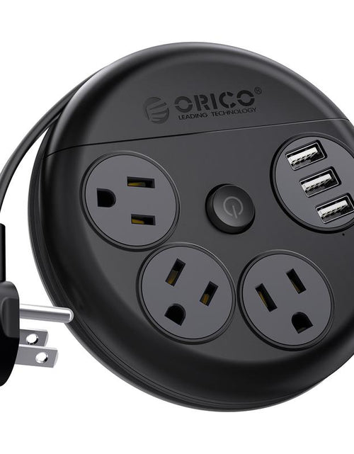 Load image into Gallery viewer, ORICO Travel Power Strip, Travel Essentials, Travel Extension Cord with 3 Outlets 3 USB Ports, 4FT Wrapped around Extension Cord for Travel Cruise Ship Beach Vacation Essentials White-Or-3A3U
