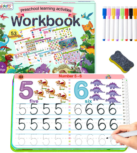ALIANFLY Preschool Learning Activities Educational Workbook - Toddler Prek Montessori Handwriting Practice Activity Tracing Toys Busy Book for Kids Autism Learning Materials and ABC Learning Book