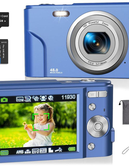 Load image into Gallery viewer, Auto Focus Digital Camera, 1 Count Full HD 1080P/48MP Mini Digital Cameras with 32G Memory Card, Compact Portable Camera, 16X Zoom Digital Camera Pictures For, Photo Camera, Shoot Cameras, Pocket Camera
