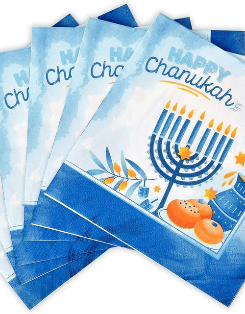 Load image into Gallery viewer, Hanukkah Napkins, Hanukkah Paper Goods, Blue and White - Chanukah Themed Party Supplies (Pack of 40)
