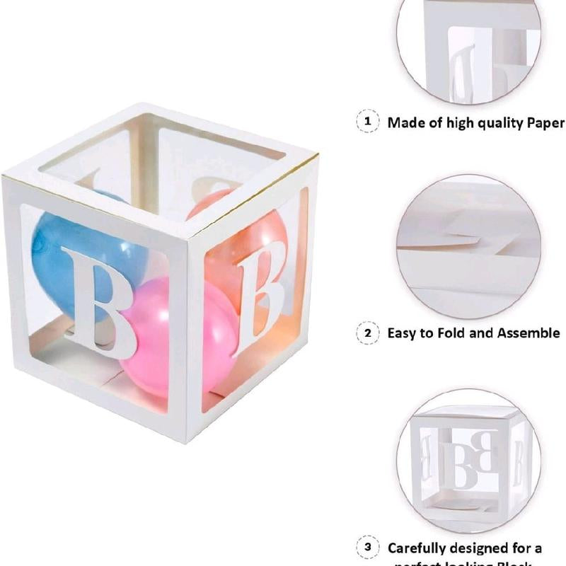 Set of 65 Pieces Baby Box Decorations for Baby Shower Use These Baby Boxes for Baby Shower as Baby Shower Decorations for Gender Reveal Party, Contains Baby Shower Blocks, Baby Boxes with Letters