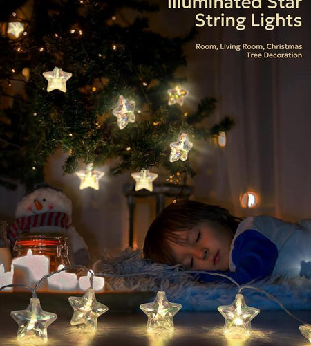 Star LED Fairy String Lights – Usb/Battery Powered 20 Twinkling Lights with Remote & 8 Modes | Waterproof & Durable Ambient Lighting for Tacky Christmas Tree Decor, Bedroom, Back to School Dorm, 4Th of July Party, Indoor/Outdoor Celebration