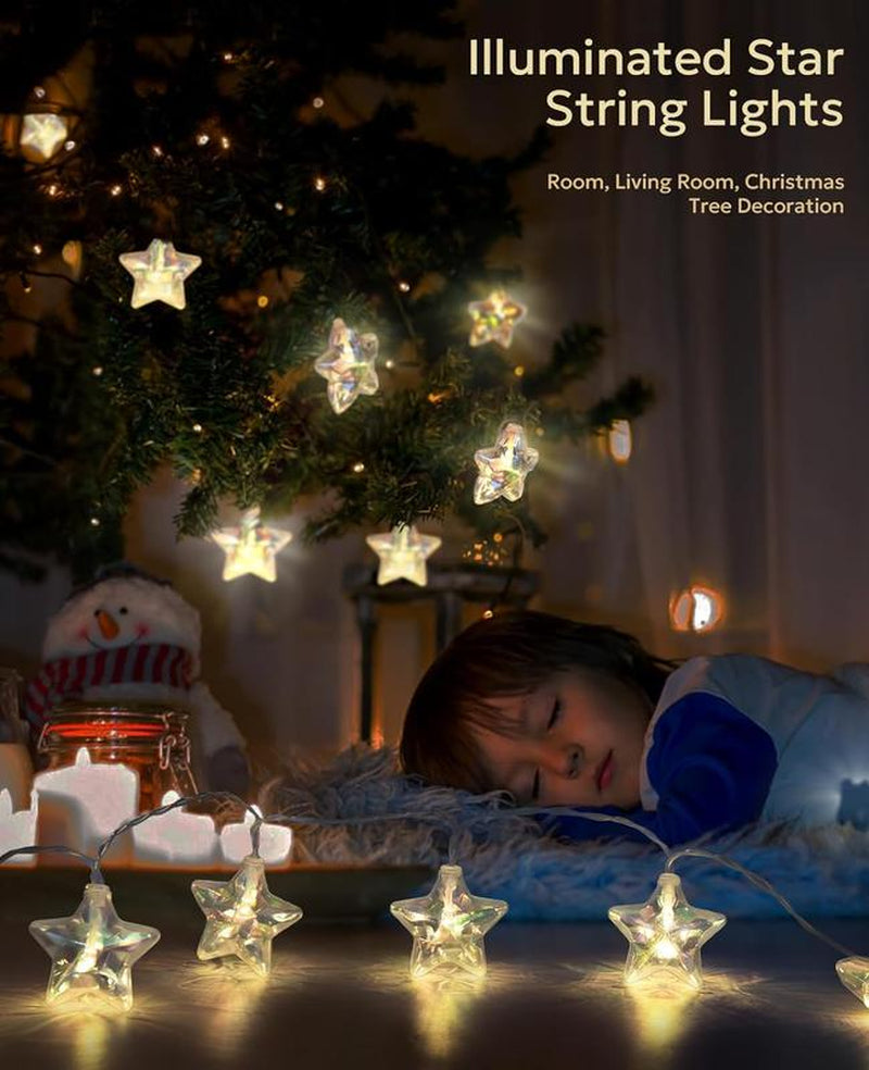 Star LED Fairy String Lights – Usb/Battery Powered 20 Twinkling Lights with Remote & 8 Modes | Waterproof & Durable Ambient Lighting for Tacky Christmas Tree Decor, Bedroom, Back to School Dorm, 4Th of July Party, Indoor/Outdoor Celebration