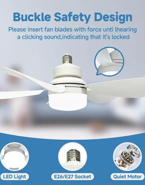 Load image into Gallery viewer, Socket Ceiling Fan Light with Remote Control, E27 Base Dimmable LED Energy Saving Lamp, 3 Levels Dimming, Suitable for Bedroom, Living Room, Kitchen
