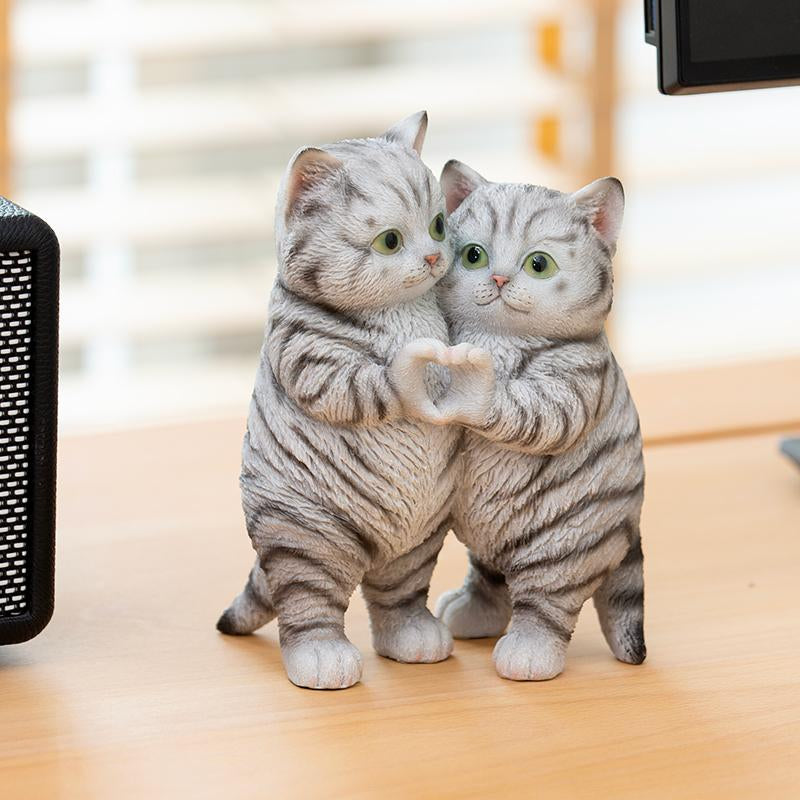 1PC Cute Hand Heart Gesture Cats Resin Statue - Home Office Desk Decor Statue, Creative Figurine Gift for Cat Lovers, Bookshelf Decoration, Perfect Gift for Valentine'S Day, Mother'S Day,Thanksgiving, Christmas