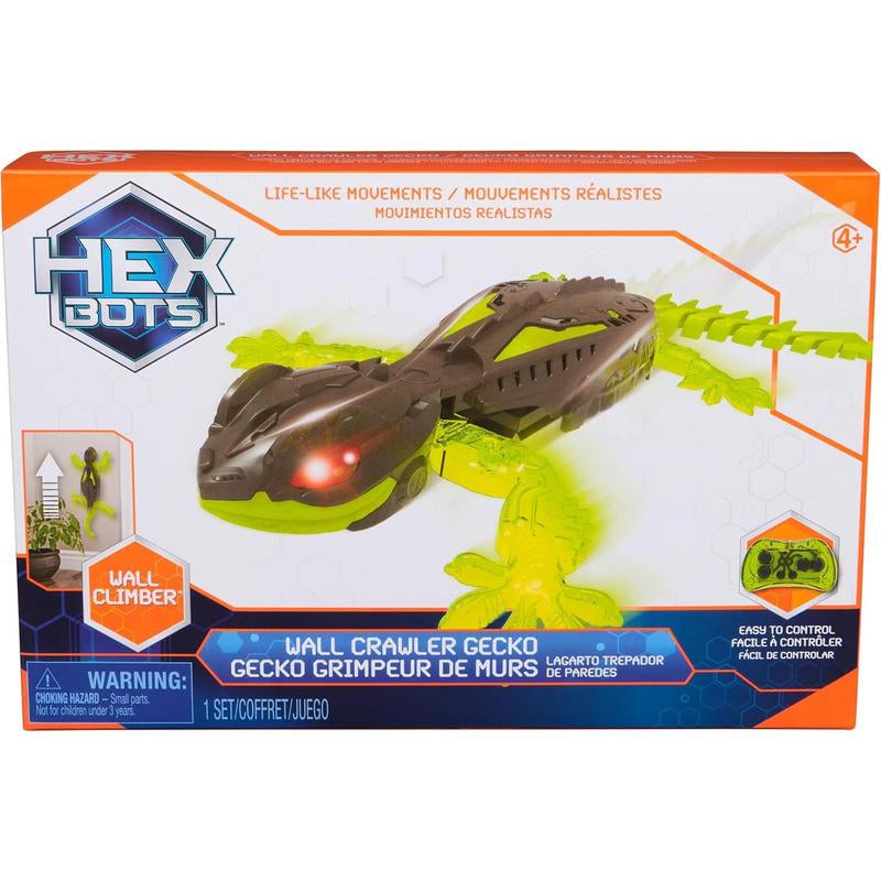 HEX BOTS Wall Crawler Gecko, Rechargeable Remote Control Robot Kids Toys, Climbs up Walls for Prank Toys & Games, RC Robot Toys for Boys & Girls Ages 4 & Up