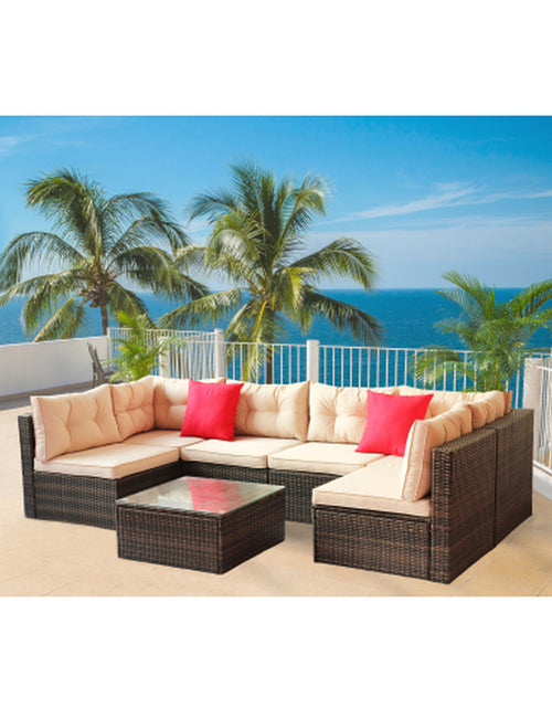 Load image into Gallery viewer, Patio Furniture Set PE Rattan Sectional Garden Furniture Corner Sofa Set
