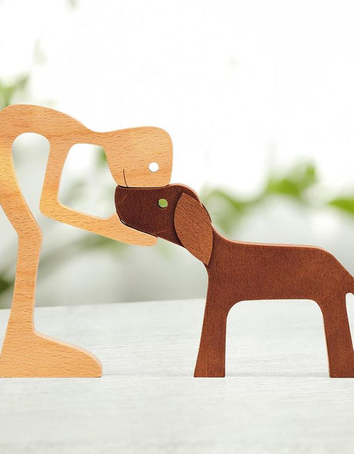 Load image into Gallery viewer, Pawfect House Man with Dog Wooden Pet Carvings, Handcrafted Wood Sculpture, Thoughtful Gift for Pet Owners, Memorial Dog Lover Decor
