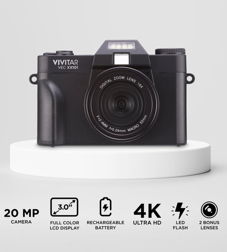 4K Digital Camera, 8X Digital Zoom, 3" LED Display, Bonus Macro Lens, Included SD Card