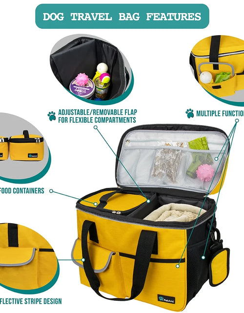 Load image into Gallery viewer, Medium Dog Travel Bag with Food Containers and Bowls, Yellow, 22 L Limit
