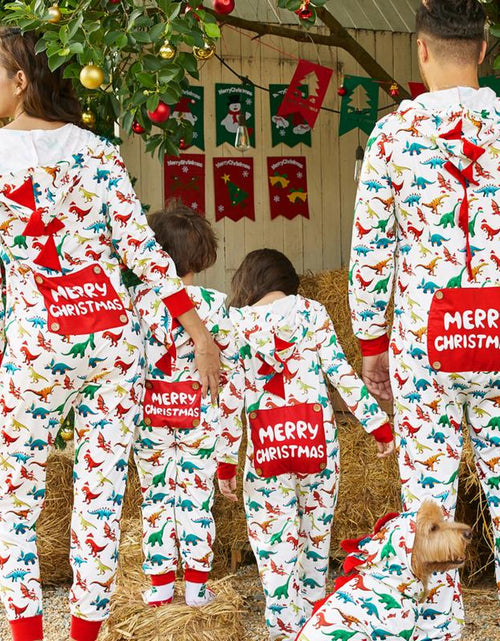 Load image into Gallery viewer, Patpat Christmas Pjs Dinosaur Print Family Matching Long-Sleeve Pajama Set Hooded Onesies Family Clothing Pajamas Sets (Flame Resistant) Spingtok
