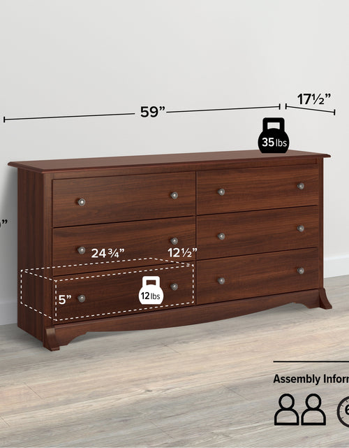 Load image into Gallery viewer, Sonoma Cherry 6-Drawer Double Dresser for Bedroom, CDC-6330-V, 59&quot; W X 17.5&quot; D X 29&quot; H
