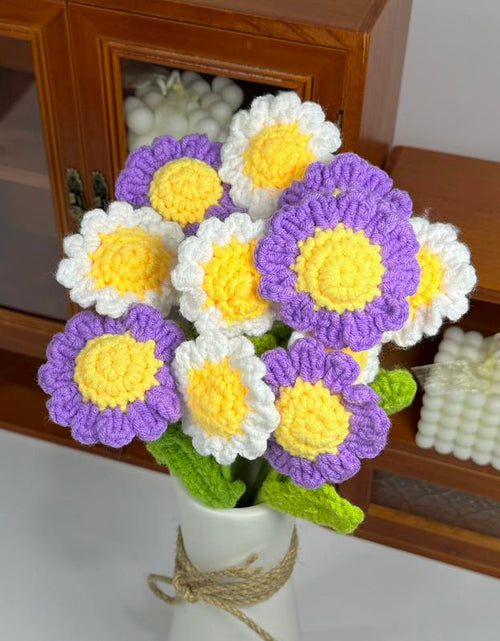 Load image into Gallery viewer, 12Pcs, Crochet Daisies without Vase, Decorating Rosy Eternal Flowers,Dozen Bouquets,Decorative Bouquet for Home Decor,Garden Party,Wedding Decor
