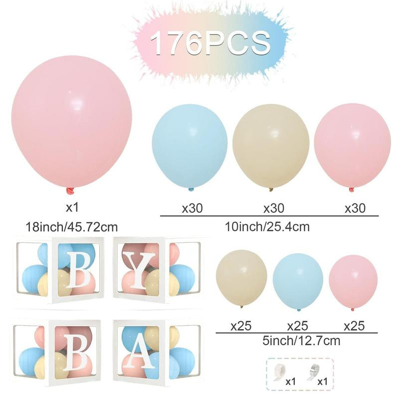 Gender Reveal Baby Shower Balloon Garland Arch Kit,176Pc Latex Balloon Box Decoration,Pink and Blue Balloon Decor,Baby Shower Balloon Party Decoration