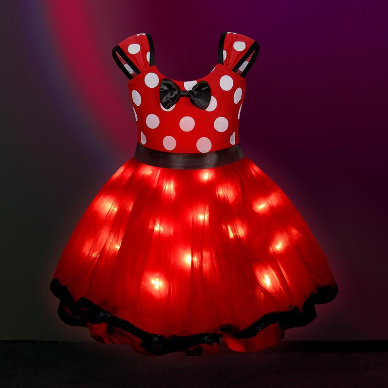 UPORPOR Light up Girls Dress up Clothes Halloween Christmas Costume Birthday House Cosplay Party Outfit Red for Kids, Accessories Not Included