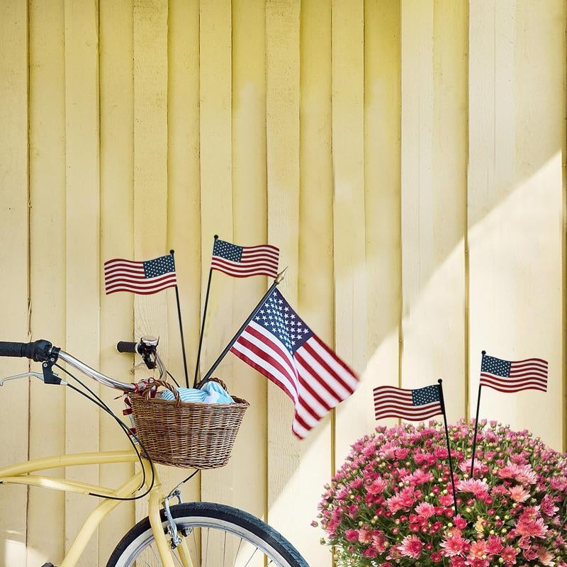 4Pcs 13"H Metal American Flag Garden Stake Patriotic US Flag Yard Signs Lawn Stakes Star&Stripes for Garden Patio Plant Pot Indoor Outdoor Memorial Day 4Th of July Independence Day Party Supply