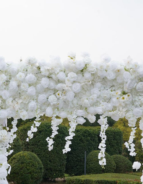 Load image into Gallery viewer, 7.87FT X 8.53FT Artificial White Rose Cloth Base Flower Row Arrangement Decor for Wedding Backdrop Square Frame Event Props
