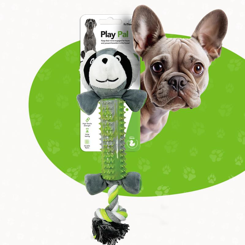 Rethink Pet Playpal 3 in 1 Pet Toy - Koala Rope, Dental Toy and Squeaky Plush Long Lasting Dog Toy