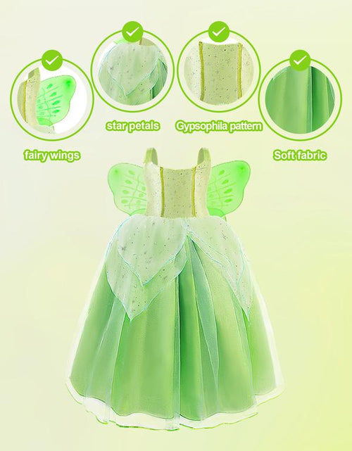 Load image into Gallery viewer, UPORPOR Light up Girls Halloween Costume Fairy Dress &amp; Wings Green Fairy Girls Costume Princess Ball Gown Kids
