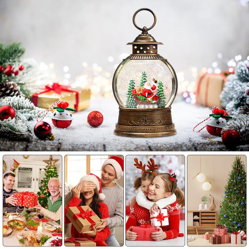 Musical Snow Globe Lantern for Christmas Festival Decor - Xmas Tree & Santa
