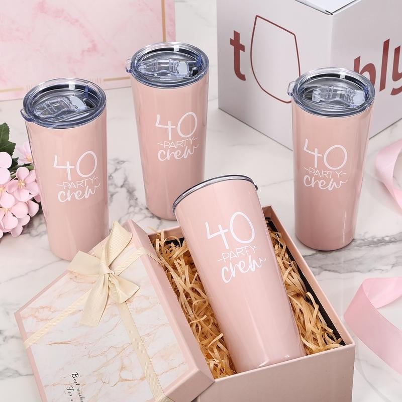 Celebrate 40 Party Crew Tumbler - 4 Pack | 22Oz | Exclusively for 40Th Birthday Party | 40Th Birthday Tumblers | 40Th Birthday Squad Tumblers
