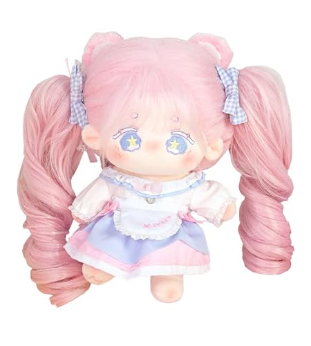 CALEMBOU Plush Doll 20cm Cute Cotton Doll with Skeleton Anime Plushies Soft Stuffed Dress Up Doll Kawaii Plush Toys Gift Come with Doll Clothes (Doll&Clothes-Maybe-Pink)