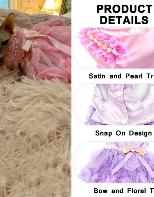 Load image into Gallery viewer, Pet Small Dog Puppy Cat Clothes Coat Wedding Costume Satin Rose Formal Dress Tutu Purple Violet L
