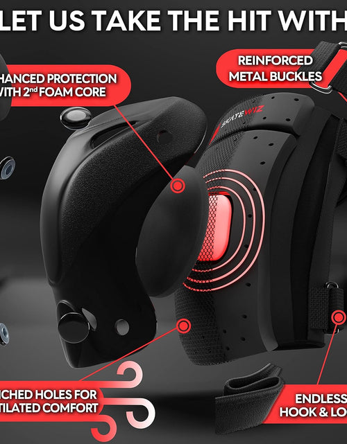 Load image into Gallery viewer, Knee Pads for Kids - Knee and Elbow Pads Set - PROTECT-1 - Size S Black - Wrist Guards Skating Protective Gear, Skateboard, Roller Skate, Ice Skates for Kids
