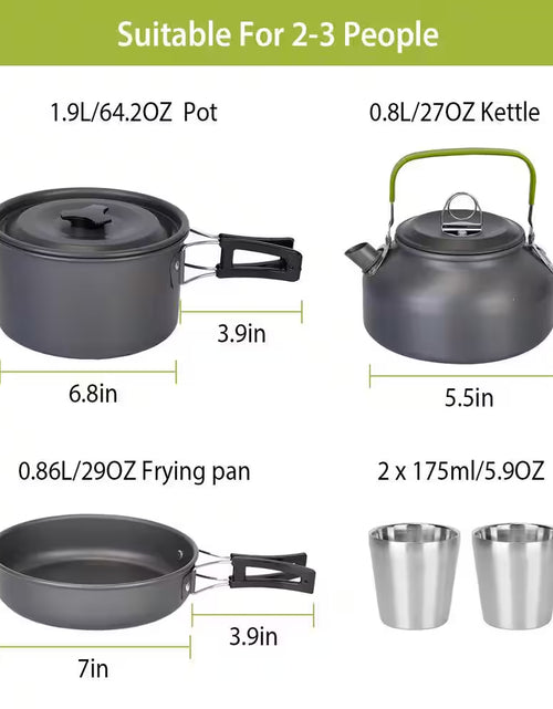 Load image into Gallery viewer, 12Pcs Camping Cookware Set Camping Stove Aluminum Pot Pans Kit
