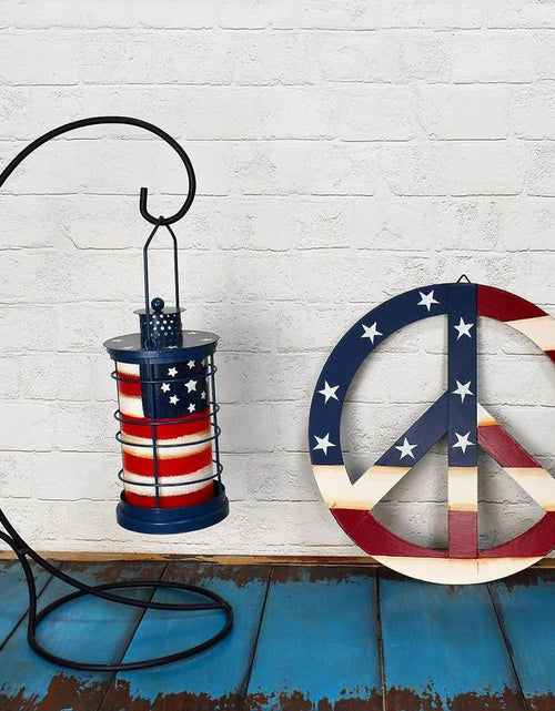 Load image into Gallery viewer, Patriotic American Flag Metal Peace Sign, Decorative Metal Hanging Peace Sign Wall Decor Star and Stripes Peace Sign Wall Art for Home Door Wall
