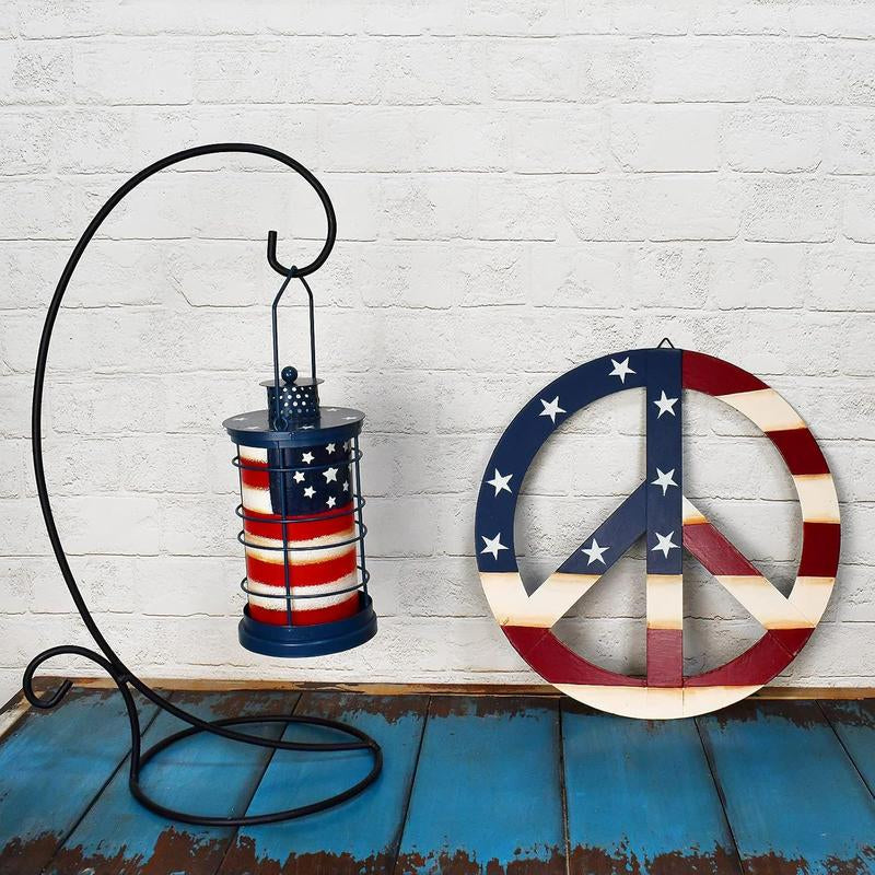 Patriotic American Flag Metal Peace Sign, Decorative Metal Hanging Peace Sign Wall Decor Star and Stripes Peace Sign Wall Art for Home Door Wall