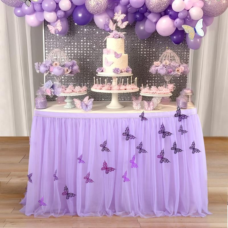 Pastel Rainbow Table Skirt Ruffle Party Tablecloth for Rectangle Table 6Ft Birthday Party Baby Shower
