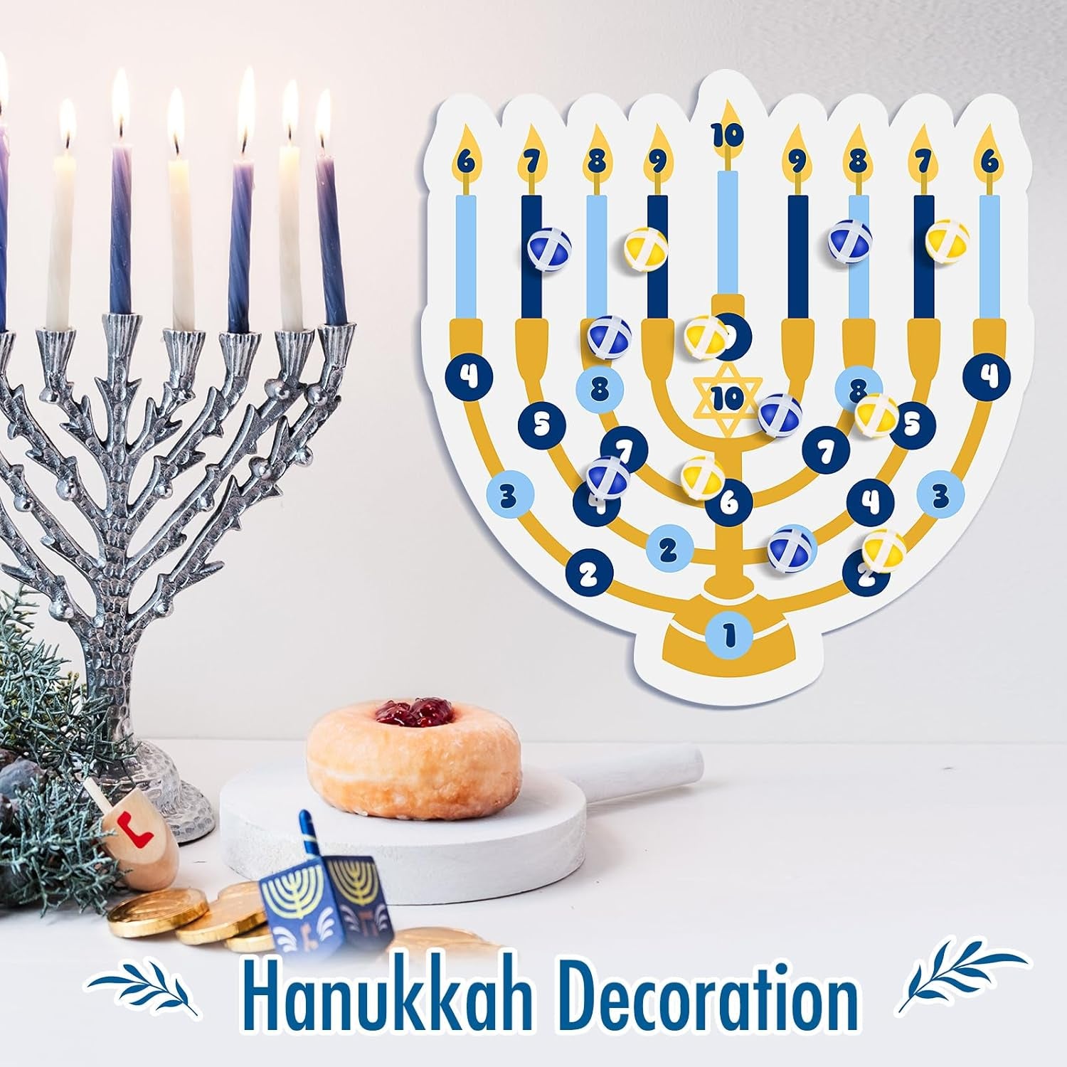 Hanukkah Party Games Party Decorations 26 X 25 Menorah Dart Board with 18 Sticky Balls Hanukkah Activities Chanukah Gifts Chanukah Favors
